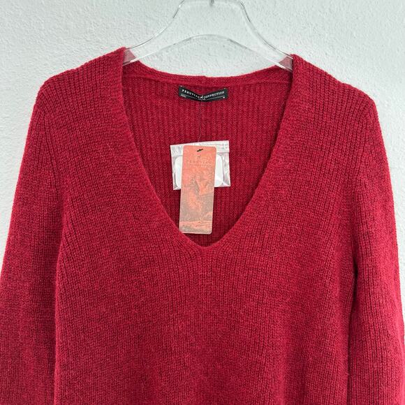 Peruvian Connection Cranberry Helsinki Tunic Sweater Medium Royal Alpaca V-Neck - Picture 3 of 8